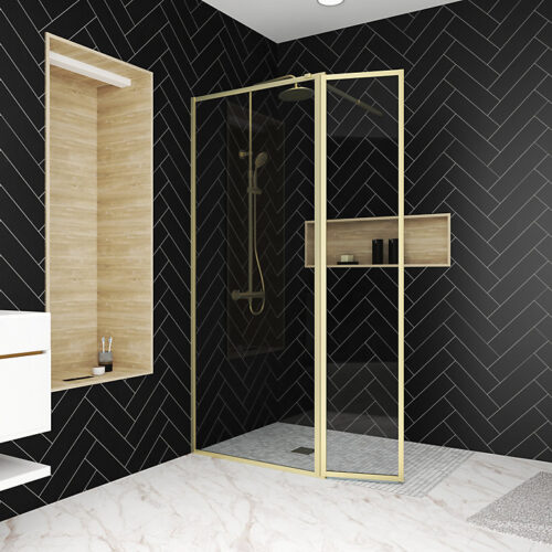 Paroi de douche à l'italienne fixe + volet pivotant 80+40 x 200 cm, Galedo Golden Edge